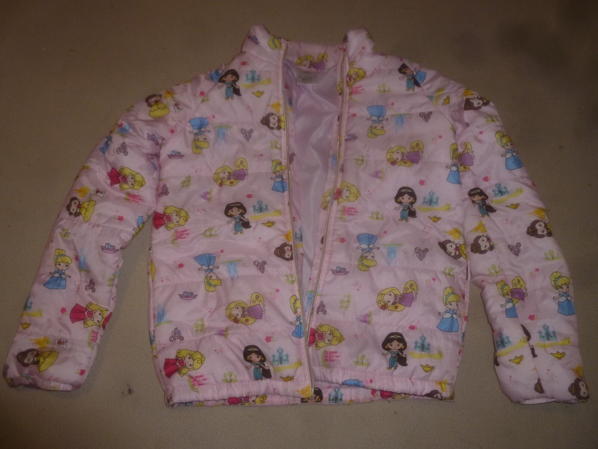 GIRL DISNEY PRINCESS CARTOON JACKET ZIP UP PUFFER JACKET SIZE 9/10