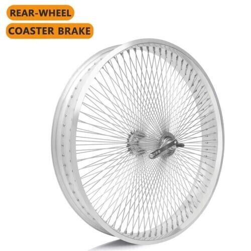 26"X3 Polished Fat Tires Rims 140 Spokes Wheel Set Coaster Brake 75mm Front Disc