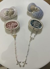 Baby First Rosary  Keepsake Box Catholic Baptism Gifts Girls  Boys 2 Pcs Roman
