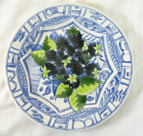 Faiencerte De Gien Oiseau Bleu (Fruit) Set Of 6 Salad Plates 8 5/8” - Picture 5 of 9