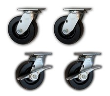 6" x 2" Heavy Duty Swivel Casters w/ Phenolic Wheels 4800  4 PK; 2 with brakes 