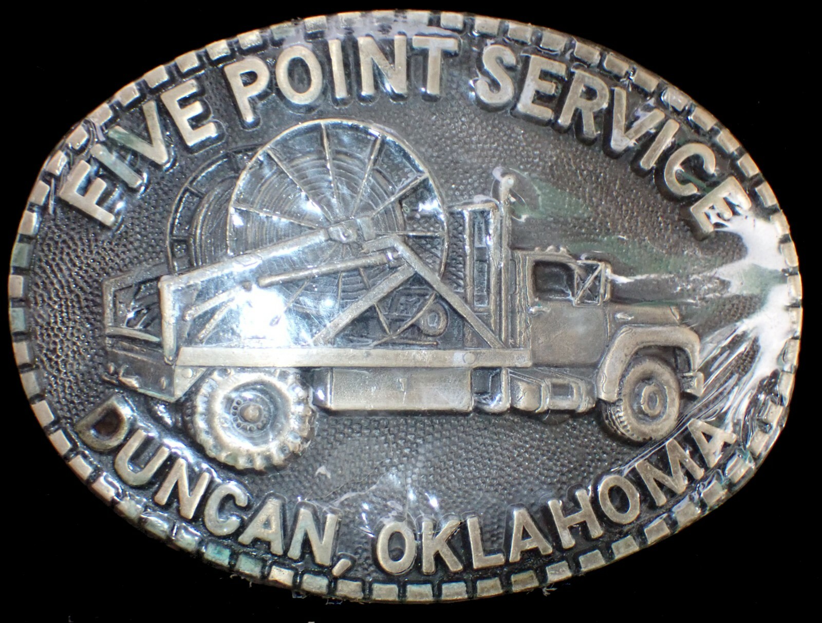 VTG. FIVE POINT SERVICE SOLID BRASS BELT BUCKLE D… - image 1