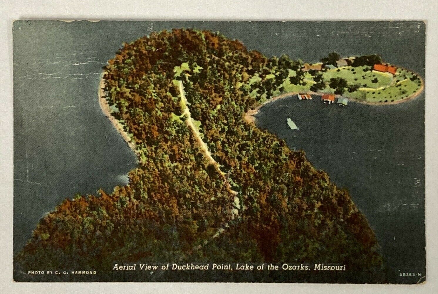 MO Postcard Aerial View Of Duckhead Point Lake Of Ozarks 1960 vtg