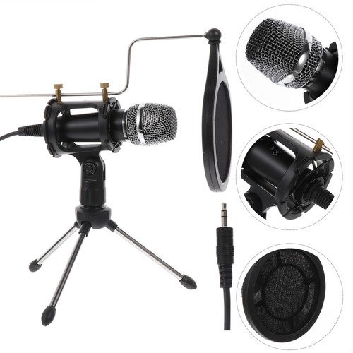 1 Set Recording Microphone with Tripod for Mobile Phone and Computer (Black) - Photo 5/12