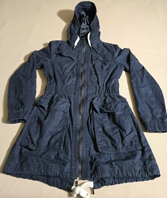 Laundry Shelli Segal Blue Long Coat Lightweight Outdoor Rain Coat Jacket Sz XS