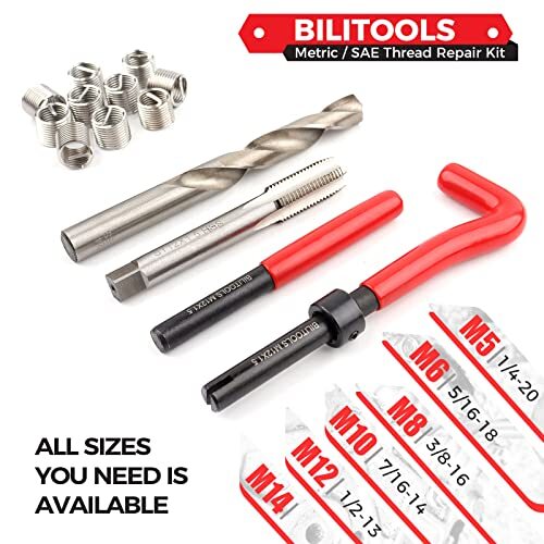 BILITOOLS M6x1.0 Thread Repair Kit HSS Drill Helicoil Repair Kit Metric