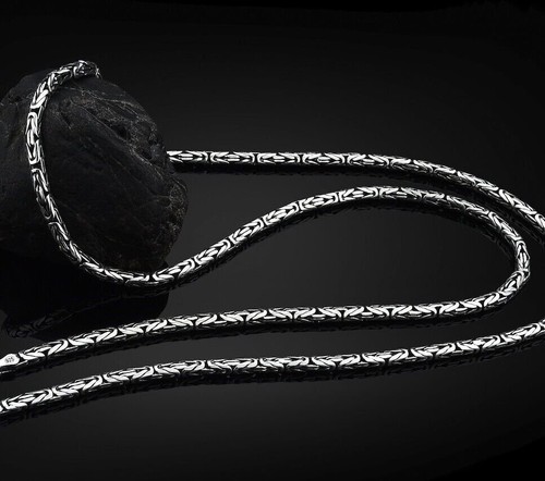 3mm Handmade Solid 925 Sterling Silver Balinese BYZANTINE Chain Necklace Bali