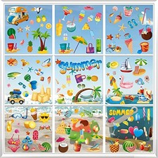 134PCS Summer Window Clings - Summer Window Clings for Glass Windows sea