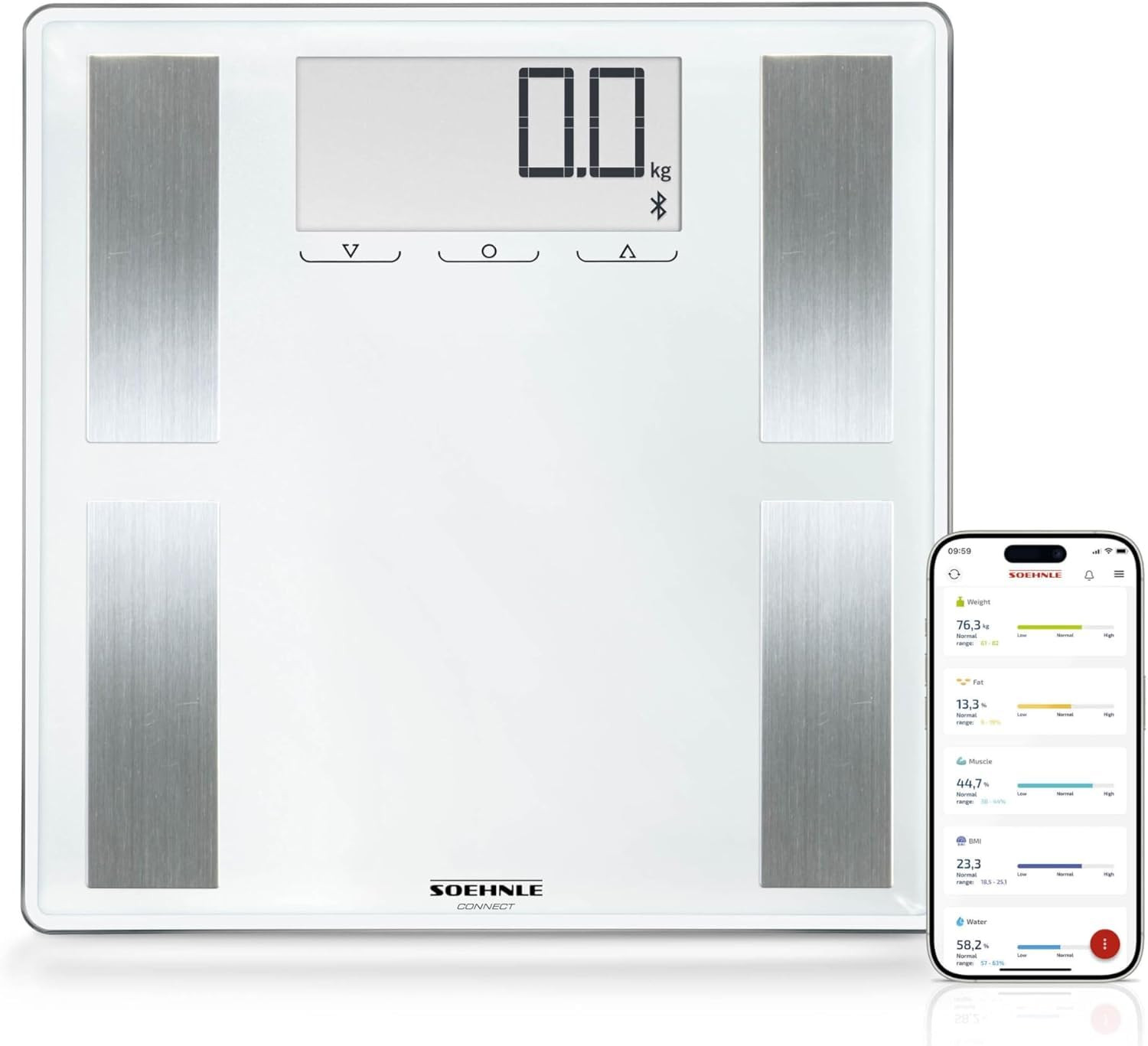 Soehnle Shape Sense Connect 100 Bilancia Intelligente BIA Bianco