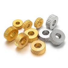 Stainless Steel Spacer Beads Flat Textured Gold Tone Loose Round 4mm 20 Pcs