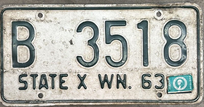 1963 Base Washington State Exempt License Plate 