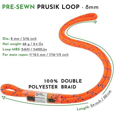 8mm Prusik Loop 24'' 5400lbs Strength