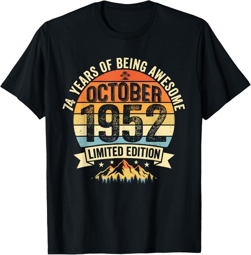 Vintage 74 Birthday Decorations Men 74yr 1952 74th Birthday T-Shirt