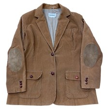 Vintage Mantessa Brown Corduroy Blazer Jacket with Elbow Patches Mens Tan