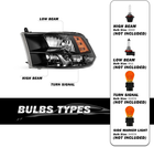 Quad Pickup Headlight Assembly Compatible with 2009-2018 Dodge Ram 1500/2010-201