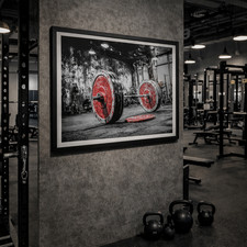 Barbell Gym Canvas Art, Motivational Workout Wall Decor, Bold Fitness Poster