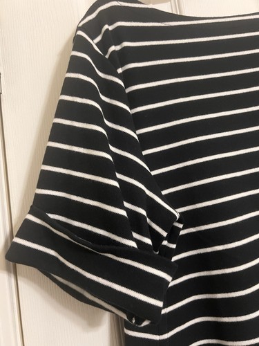 KAREN SCOTT MUJER NEGRO TALLA XL RAYAS BLANCAS MANGA CORTA NUEVO SIN ETIQUETAS - Imagen 6 de 10