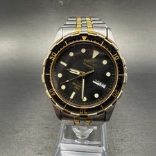 Seiko Sports 150 Dive Watch Men 37mm Black Dial Two Tone Daydate 5H23-7D19 PARTS