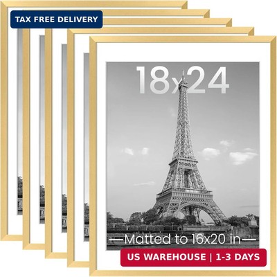 upsimples 18x24 Picture Frame Set of 5, Display Pictures 16x20 with Mat or 18 x