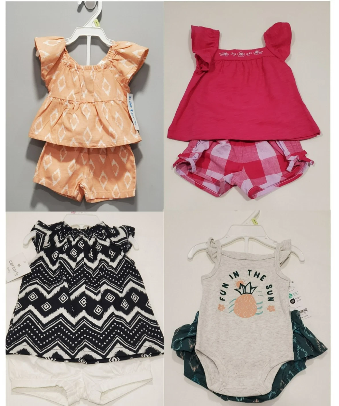 Carter's Baby Girls Short Sets Size 3 Months 8 Piece Lot Geometric Print Outfits