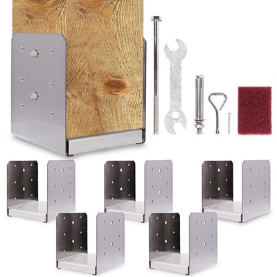 No Dig Square Bracket - 6x6 Bolt Down Wood Post Anchor, 5pk Fence & Mailbox A...