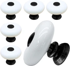 6pcs White Ceramic Knobs Cabinet Knobs, Round Drawer 6pcs-Small,