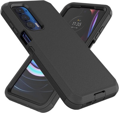 Heavy Duty Defender Case for Motorola Moto Edge 2021/5G UW, Black, Black