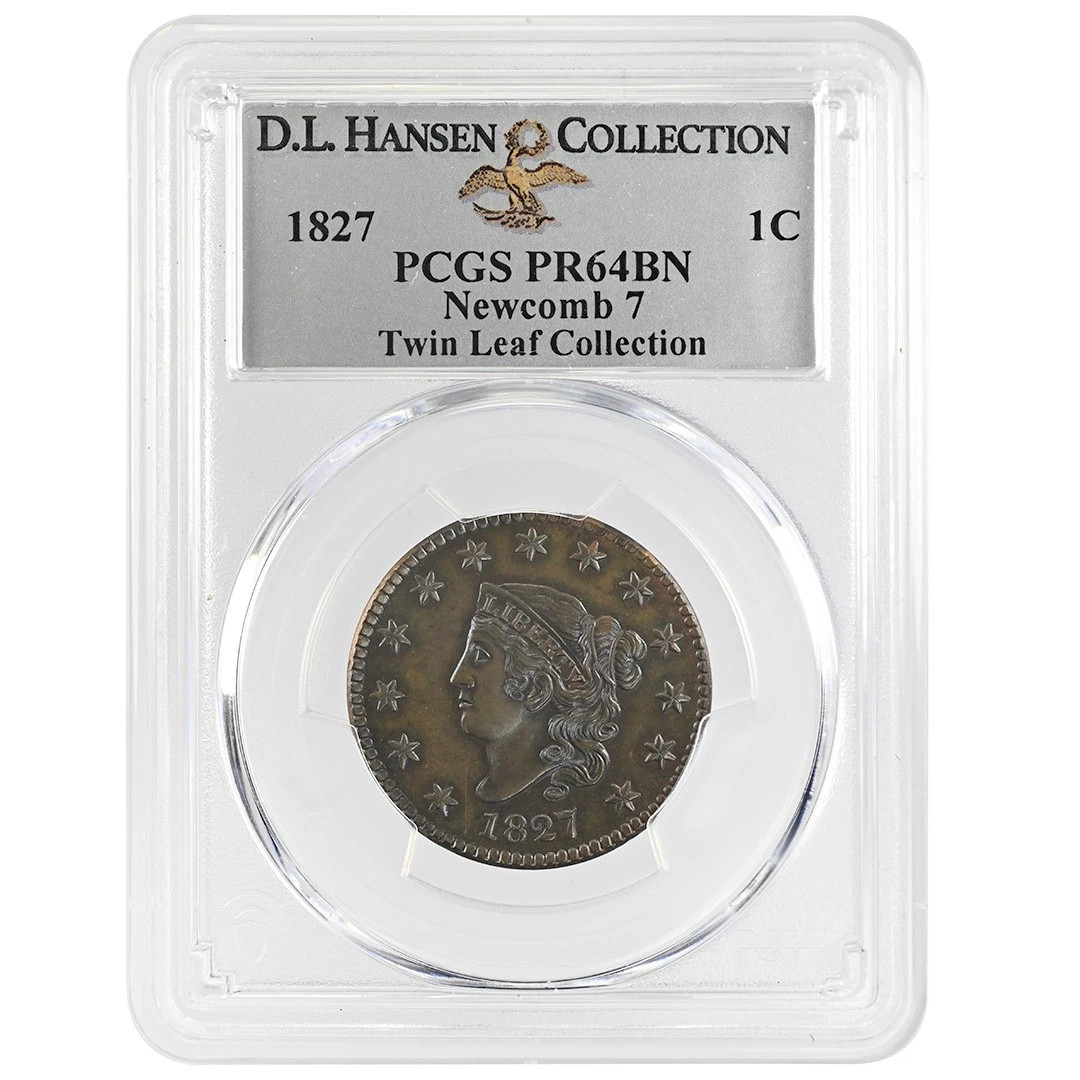 1827 1C Coronet Head Cent PCGS PR64BN Newcomb 7