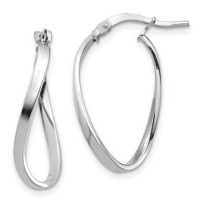 14 Karat Weißgold poliert 2 mm gewellte Creolen 1,06 gm L-23,2 mm, B-14,7 mm
