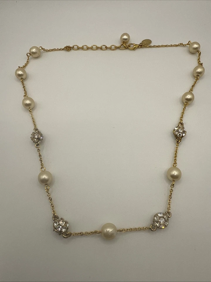 "Collar Nolan Miller estrás tono dorado imitación perlas 16-18""" Foto 2 de 4