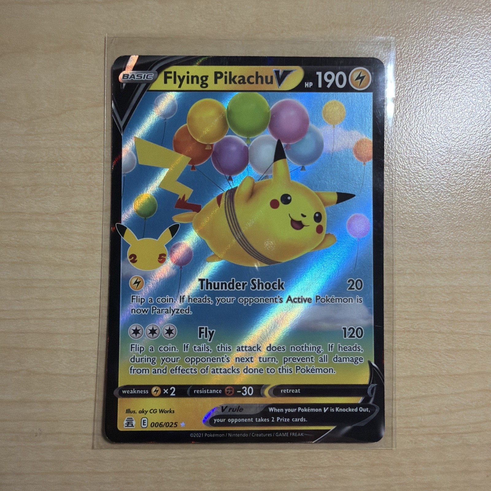 Flying Pikachu V - 006/025 - Pokemon Celebrations Sword Shield Rare Card NM