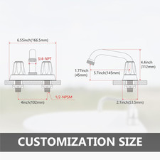 2 Handles Utility Laundry Sink Faucet 4" Centerest Swivel Spout NPT3/4 Threaded