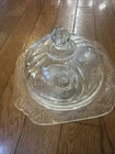 Atq 1930 Federal Glass Crystal Madrid Pattern Etched Covered Butter/Cheese Dish