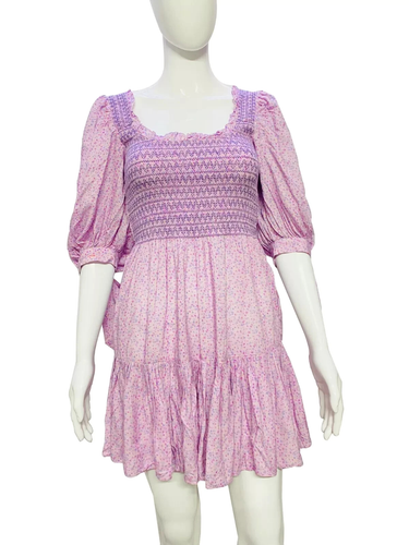 LoveShackFancy Imprimé Floral Femmes Brodé à Smocks Court Mini ROBE XS - Photo 1 sur 9