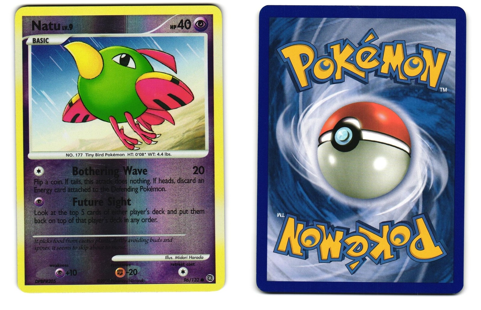 NATU 96/132 COMMON SECRET WONDERS REVERSE HOLO NM 2007 POKEMON