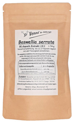 Boswellia serrata 90 Kapseln  - Extrakt 10:1 - vegan | vennis-shop