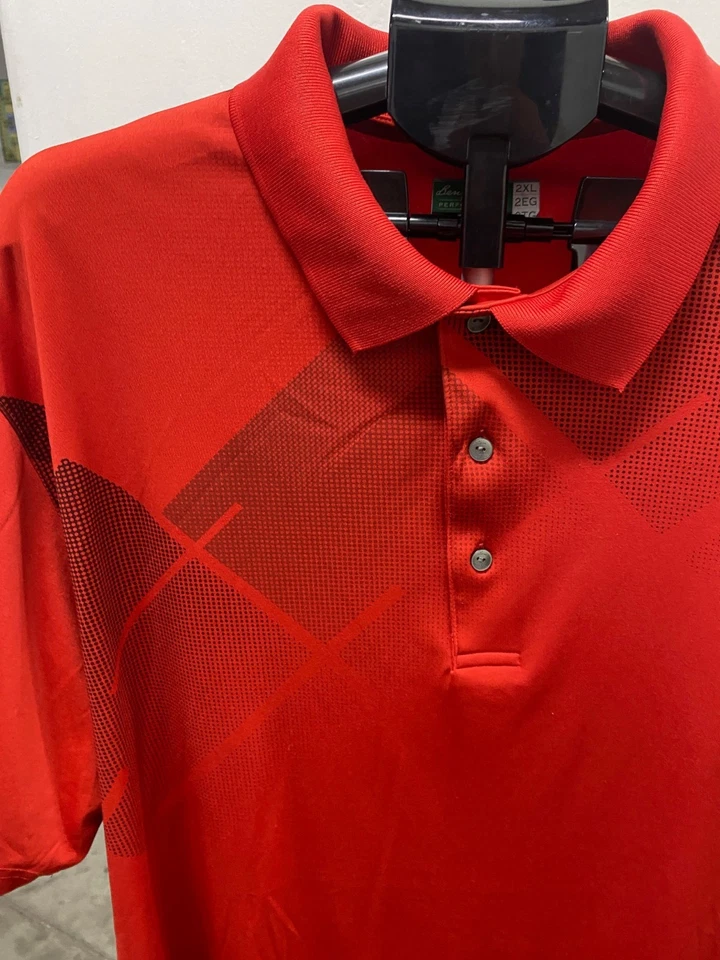 BEN HOGAN Diamond Print Red Performance Short Sleeve Golf Polo Shirt SZ 2XL - Image 2 of 4