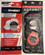 2-pk NOSWEAT Disposable Hat Liners Patented SweatLoc 6 Total