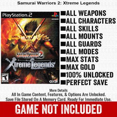 Samurai Warriors 2 Xtreme Legends 100% PS2 Memory Card All CHEATS ITEMS