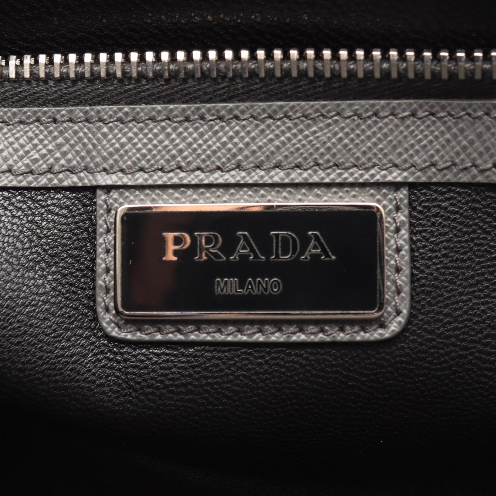 PRADA SAFFIANO TRAVEL Business Clutch bag Pouch 2VF056 leather Blue Gray Used thumbnail 4