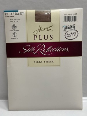 Hanes Plus Silk Reflections  Sheer Pantyhose Two Plus Cafe Au Lait 912 OOP16