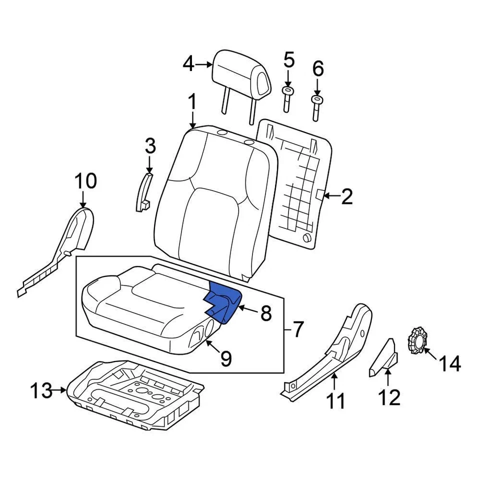 For Nissan Frontier 2005-2021 Nissan 87361EA000 Front Left Seat Cushion Pad Foto 2 de 4