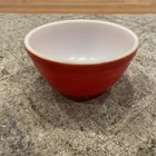 Vintage Pyrex 402 Red Mixing Bowl 1.5 quarts Milk Glass Ovenware Kitchen Decor
