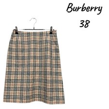 Burberry Plaid Tight Skirt Size 38 Beige Cotton Blend New Condition