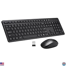 Sleek 2.4G Wireless Keyboard & Mouse Set - Silent Full-Size, 106 Keys, 1600 DPI