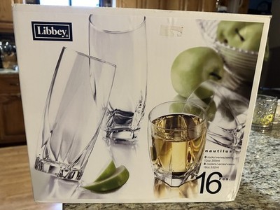 LIBBEY ~ NAUTILUS ~ 16 GLASSES ~ 12 OZ. And 18 Oz. ~ NEW- Made In USA
