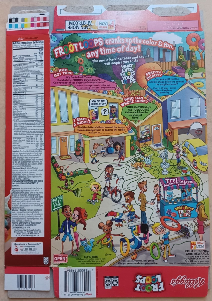 EMPTY 2018 Kellogg's Froot Loops Cereal Box Toucan Sam FLAT B9 | eBay