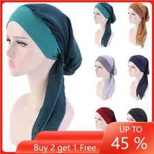 Islamic Women Flower Print Chemo Cap Turban Hat Muslim Head Scarf Hijab Wrap Hat
