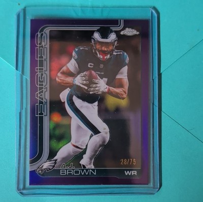 2025 Topps Chrome Football A.J. Brown Eagles Purple Refractor /75 #243