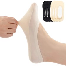 Womens No Show Thin Socks Cotton Nylon Low Cut Liner Non Slip hidden Invisibl...